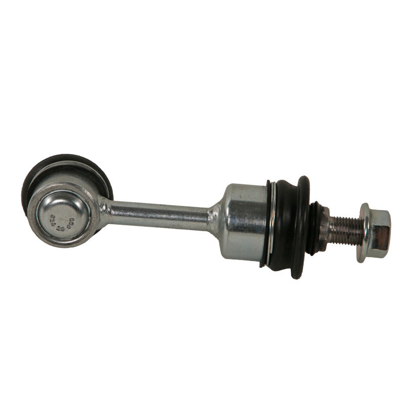 Moog rear sway bar endlink for Kia Sportage 2017-2020, left or right side, close-up of black metal component on suspension.