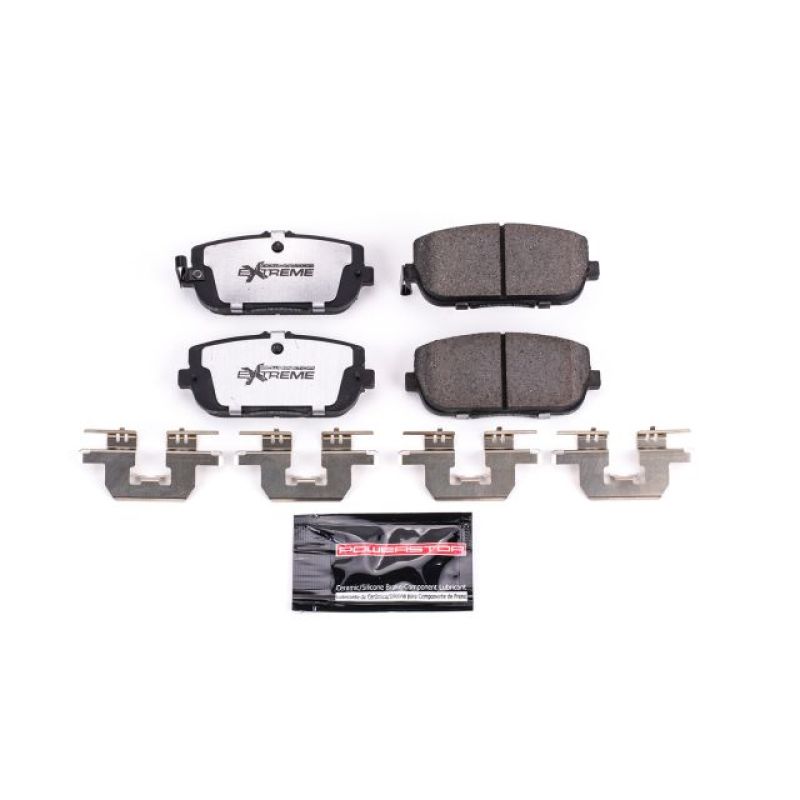 PowerStop rear Z26 Extreme Street brake pads for Fiat 124 Spider 2017-2019, with hardware, high-performance brake component.