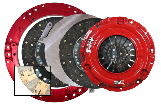 McLeod Racing RST HD Twin clutch kit with red ring for large diameter flywheel, 1-1/8 x 26 spline, multi clutch application