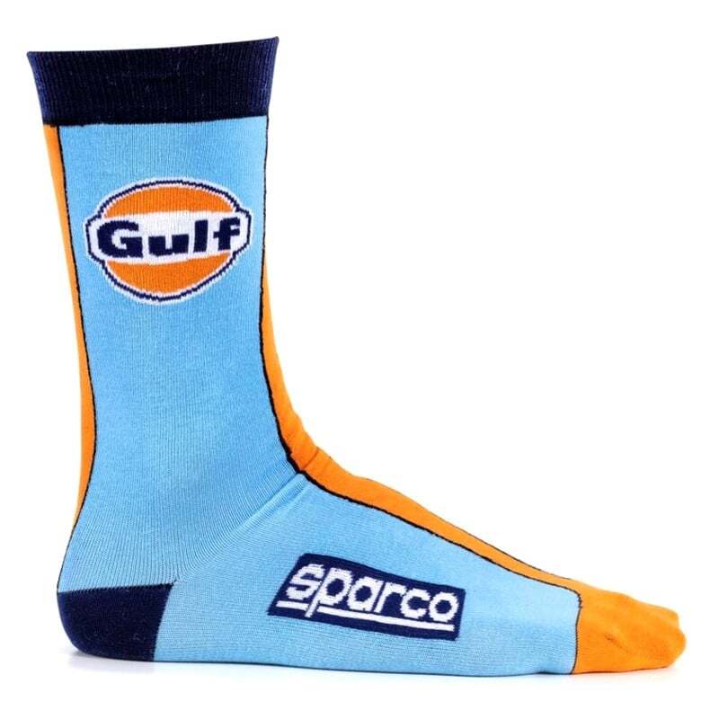 SPARCO Gulf Blue Socks size 41/46 with racing-inspired design and branding, made for motorsport enthusiasts.