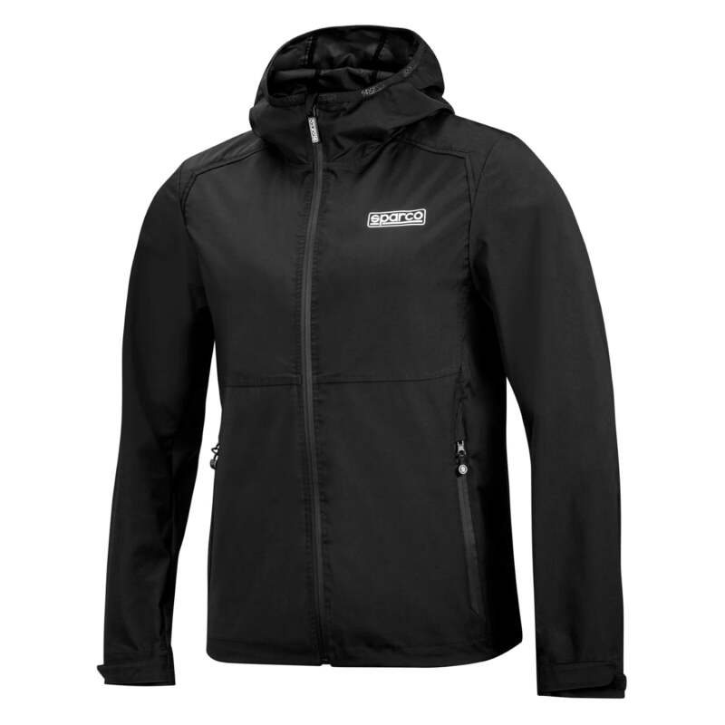 Black Sparco windstopper jacket in XL size, showcasing the textile material and sporty design.