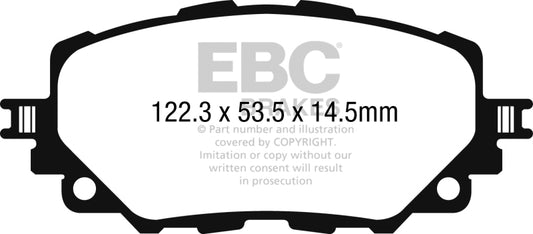 EBC Redstuff Ceramic Low Dust Front Brake Pads for Mazda MX-5 Miata 2015-2017, high-performance brake pads with red friction material