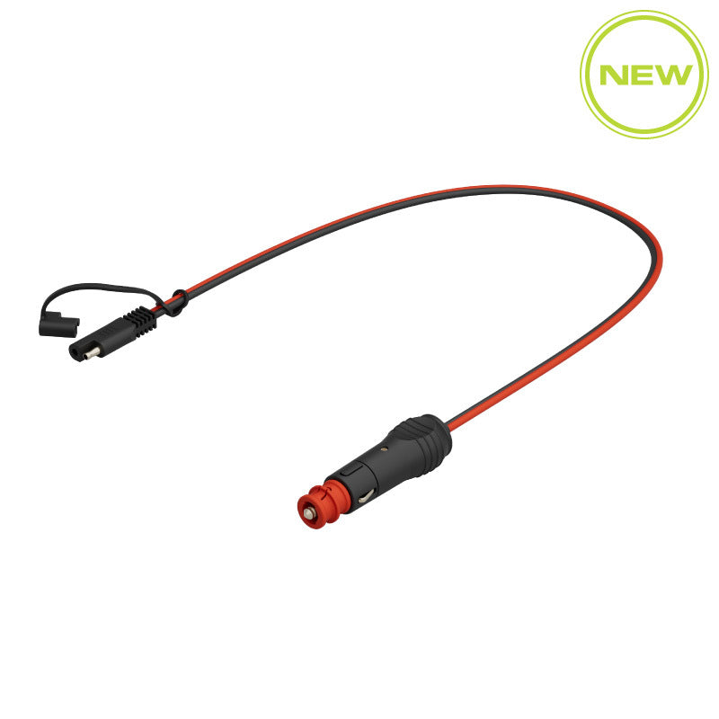Antigravity SAE to male cigarette lighter plug for battery accessories, showing a black cable connector with metal contacts.