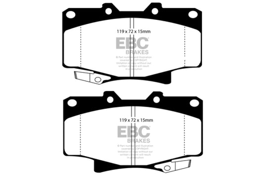 EBC Ultimax2 front brake pads for Lexus LX450 96-97, OE style, durable brake pads for reliable stopping power.