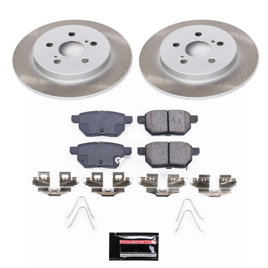 PowerStop rear semi-coated rotor kit for 2012-2015 Toyota Prius Plug-In, performance brake kit with semi-coated rotors.