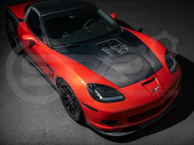 2005-2013 Chevrolet Corvette C6 | ZR1 Style Carbon Fiber Front Hood w/ Clear Window Insert