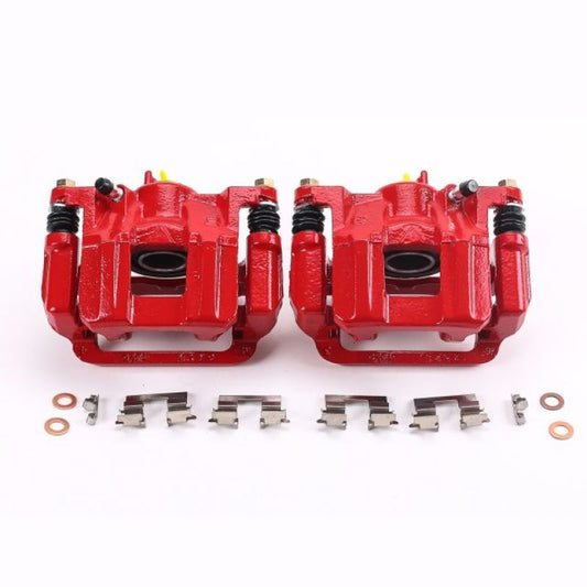 PowerStop rear red brake calipers with brackets for 2011-2017 Honda Odyssey, pair of performance brake calipers.