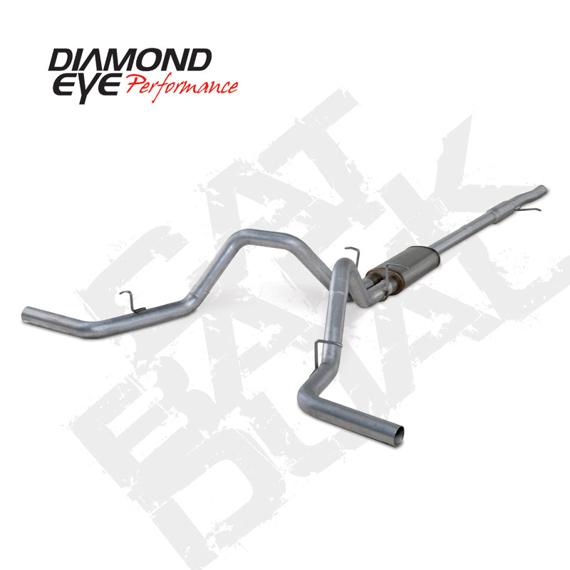 Diamond Eye Performance Catback exhaust system with dual gas tips for Chevy/GM 4.3L and 5.3L engines, showcasing polished stainless steel pipes.