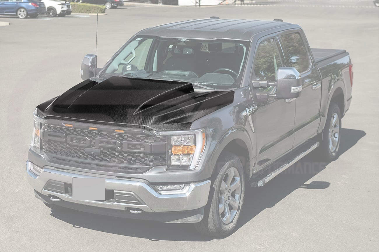 2021-UP FORD F-150 | SDP PERFORMANCE STYLE CARBON FIBER FRONT COWL HOOD