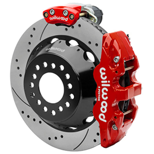 Wilwood EPB rear brake kit for Ford Aero4, featuring large brake calipers and rotors for upgraded stopping power.