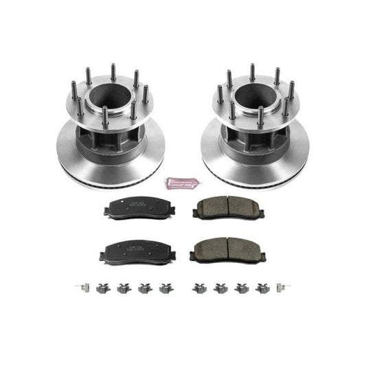 PowerStop OE brake rotors for 2012 Ford F-350 Super Duty front brake kit, showing clean, durable disc rotors installed on vehicle