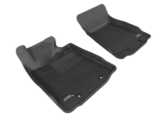 Black 3D MAXpider rubber floor mat for the 2009-2019 Nissan 370Z Kagu 1st row, showing textured surface and custom fit design.