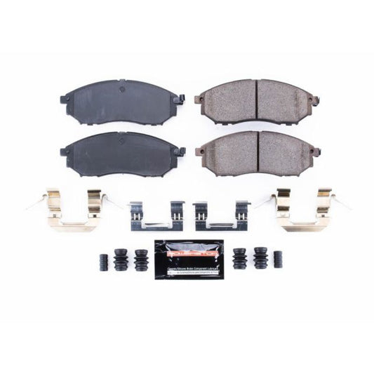 PowerStop Z23 Evolution Sport front brake pads with hardware for Infiniti EX35 (2008-2012) performance brake upgrade.