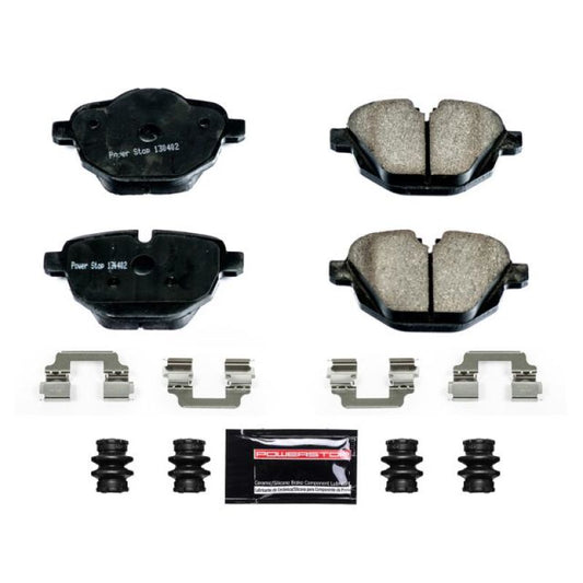 PowerStop Z23 Evolution Sport rear brake pads for BMW 528i (2011-2016) with hardware, high-performance brake component.