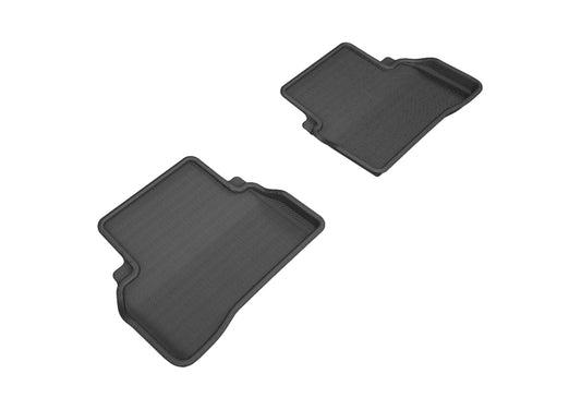 Black 3D MAXpider rubber floor mats for second row of 2015-2020 Mercedes Benz C-Class W205 sedan, durable car interior protection.