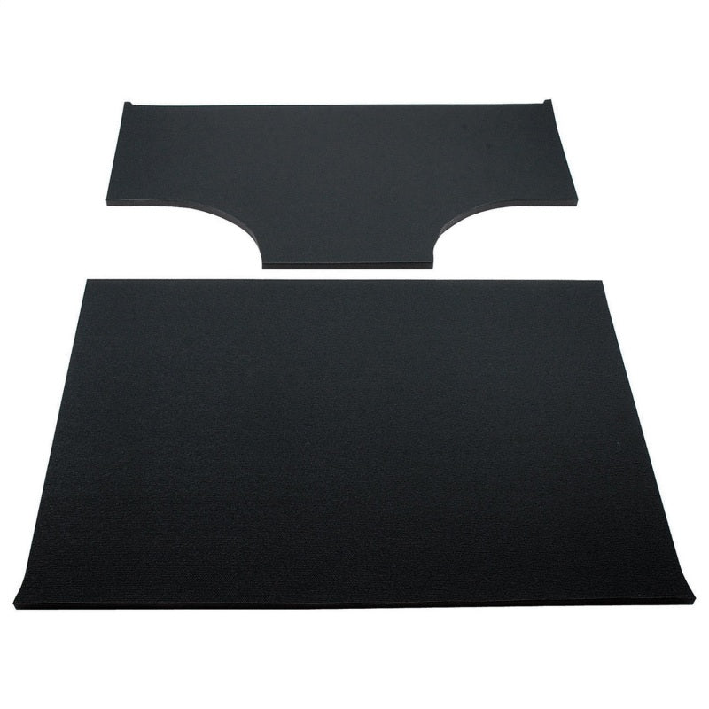 Black DEI 03-06 Jeep Wrangler TJ 2-Door hard top with speaker pods and Boom Mat headliner, 2-piece accessory set.