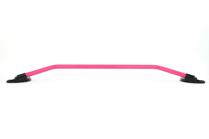 Perrin Performance hyper pink front strut bar for Subaru WRX, STi, Impreza, and Forester 2002-2008, stabilizes suspension.
