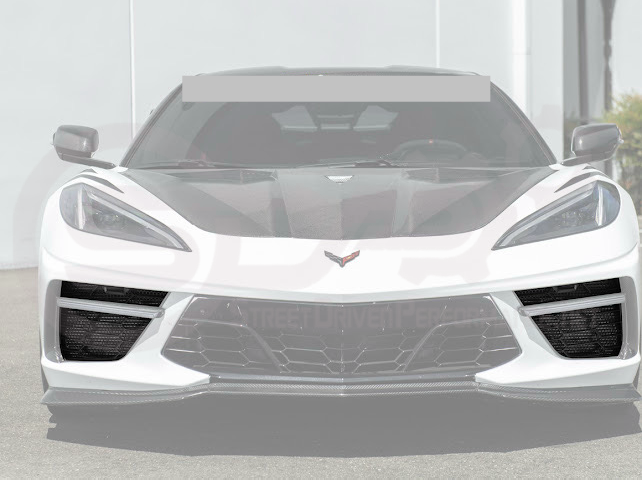 2020+ CHEVROLET CORVETTE C8 STINGRAY & Z51 | FACTORY OEM STYLE GLOSSY BLACK FRONT BUMPER LOWER AIR INLET MESH GRILLE GUARDS