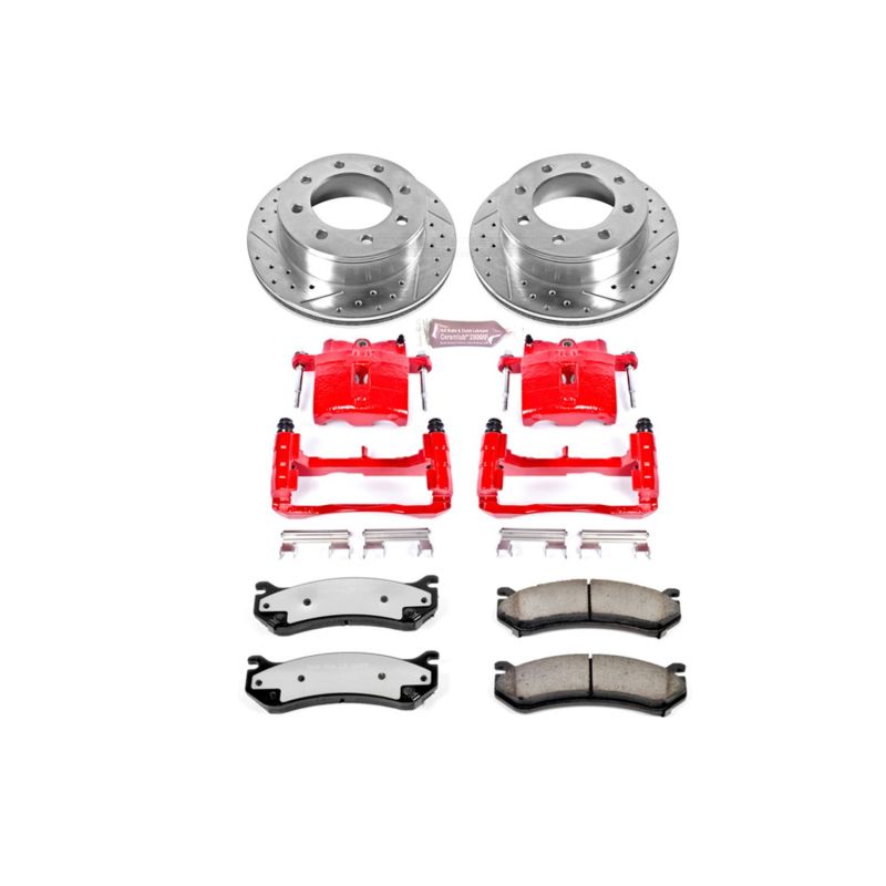 PowerStop rear Z36 brake kit for GMC Yukon XL 2500, includes performance brake calipers and components for towing and durability.