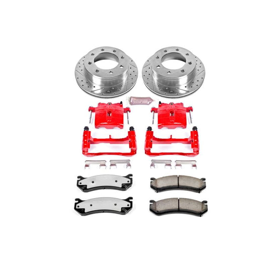 PowerStop rear Z36 brake kit for GMC Yukon XL 2500, includes performance brake calipers and components for towing and durability.