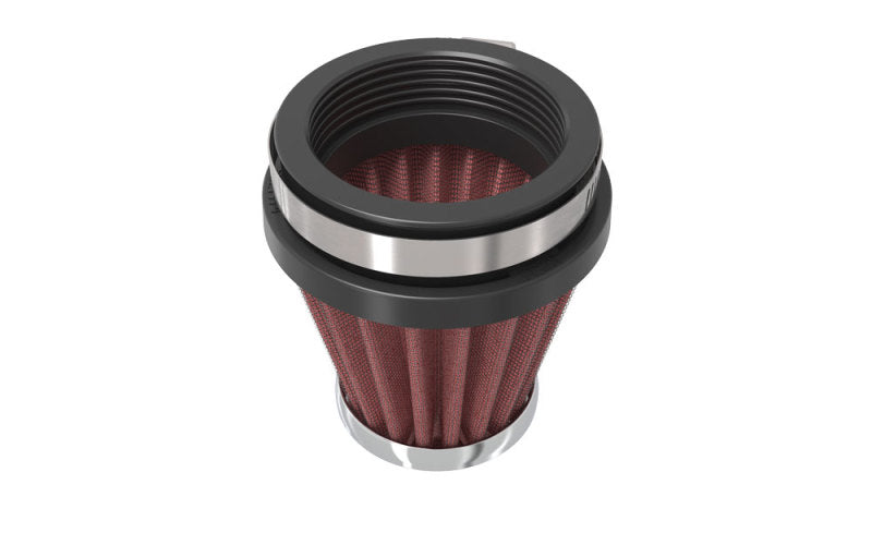 K&N Universal Chrome Air Filter with 2.125-inch flange, 3-inch base diameter, 2-inch top diameter, and 2.75-inch height