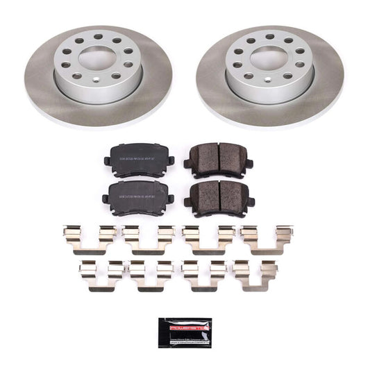 PowerStop rear semi-coated brake rotor kit for 2006-2009 Volkswagen Rabbit, performance brake components with a clean, durable finish.