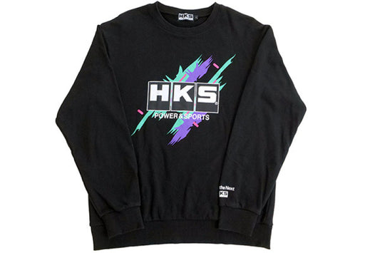 HKS Super Racing black pullover shirt, men's casual long-sleeve shirt with sporty design and HKS branding.