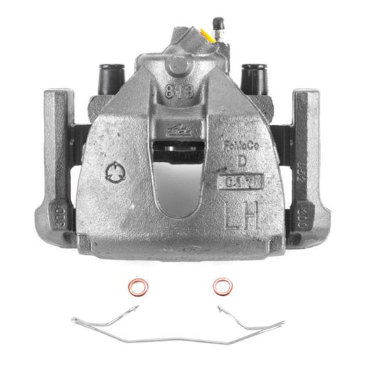PowerStop front left OE brake caliper with bracket for Mazda 3 2008-2009, showing detailed metal components and mounting points.
