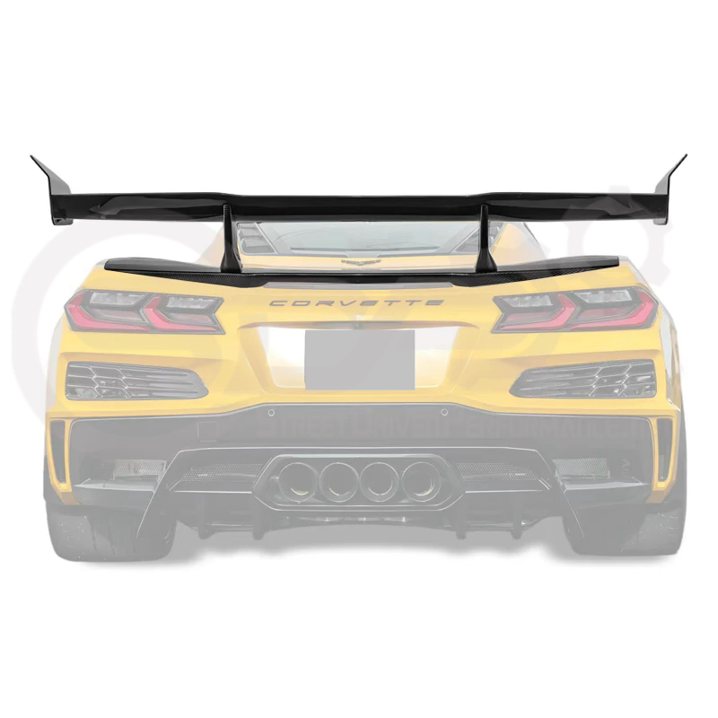 2023-UP CORVETTE C8 Z06 & E-RAY | ZR1 STYLE CARBON FLASH REAR HIGH WING SPOILER WITH BRACKET