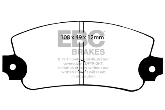 EBC Greenstuff rear brake pads for Lancia Beta 1.8L, performance brake pads with green friction material and metal backing.