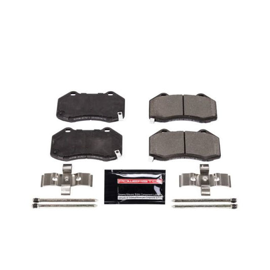 PowerStop Z23 Evolution sport front brake pads with hardware for Fiat 124 Spider 2017-2018, designed for performance braking.