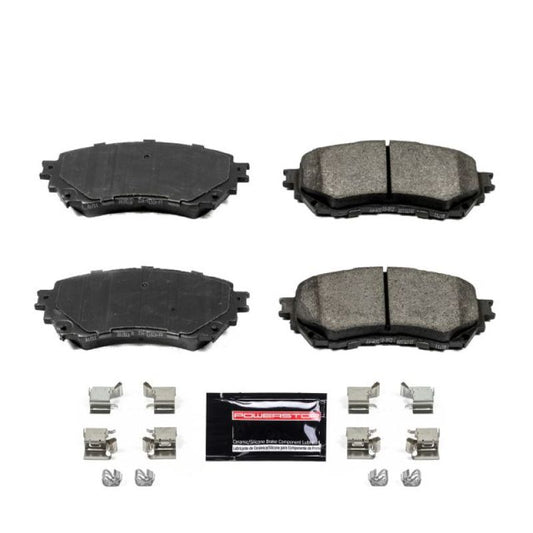 PowerStop Z23 Evolution Sport brake pads with hardware for Mazda 6 (2014-2019) front brake system, high-performance replacement part.