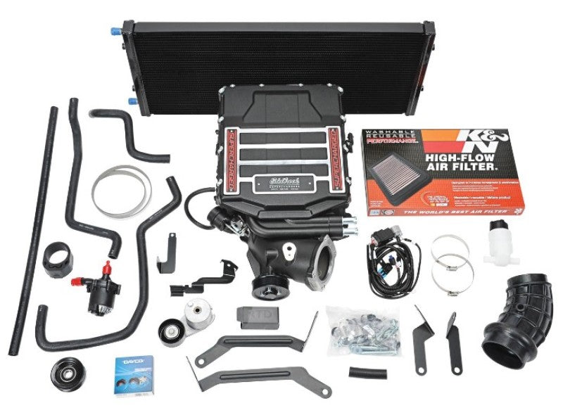 Edelbrock Supercharger for 2019-2021 GM Truck/SUV 6.2L R2650 DP3C with tuner, showcasing the polished supercharger unit.