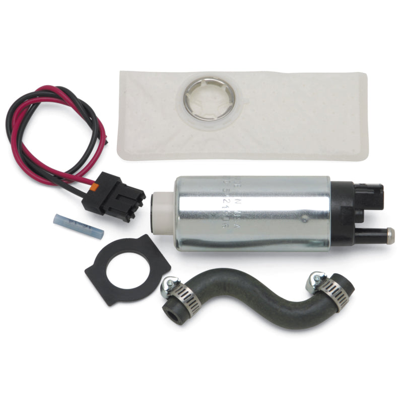 Edelbrock 255LPH in-tank fuel pump for Ford Mustang 85-97, suitable for forced induction and N20 systems, shown in image.
