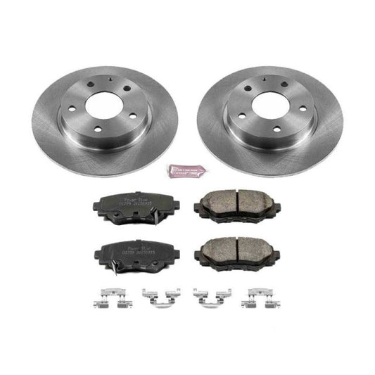 PowerStop rear brake kit for Mazda 3 2014-2016, OE-style Autospecialty brake components with brake rotors and pads.