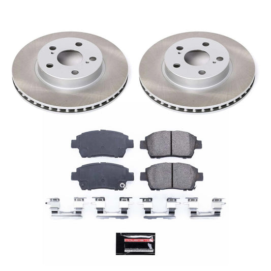 PowerStop front semi-coated brake rotor kit for 2004-2009 Toyota Prius, performance blank brake rotor with vented design.