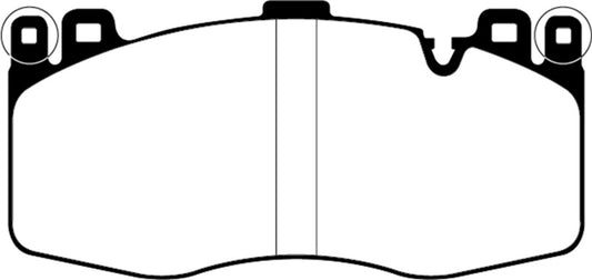 EBC Redstuff front brake pads for BMW X5M 4.4TT (F85), high-performance brake pads with red friction material for enhanced stopping power.
