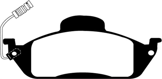EBC Redstuff performance front brake pads for Mercedes-Benz M-Class ML320 3.2, showing the brake pad with red friction material