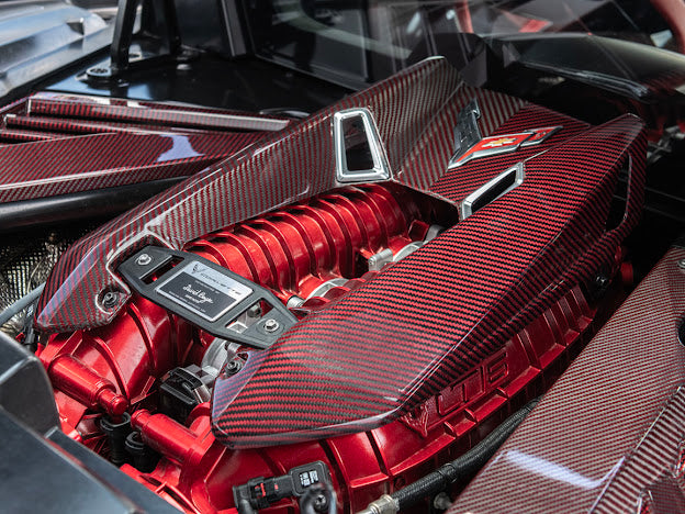 2023-Up Corvette C8 Z06 Coupe | RED CARBON FIBER Engine & Bay Panel Cover