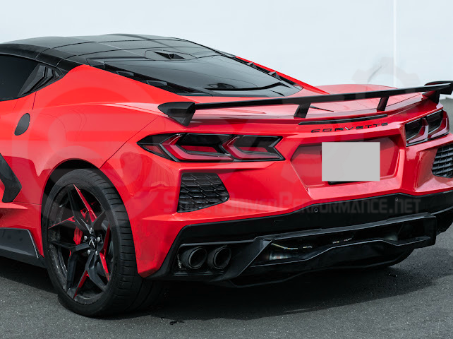 2020-Up Corvette C8 Stingray & Z51 |FaceliftedbRear Trunk High Wing Spoiler (Matte Black or Carbon Flash)