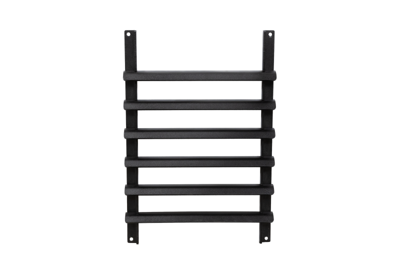 Black Gen-Y Hitch Ford F250/F350 Defender Center Louver Panel for headache rack exterior trim, compatible with F-250 and F-350 trucks.