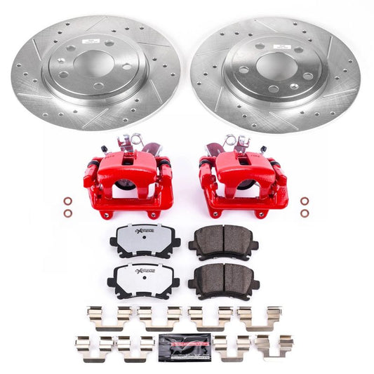 PowerStop rear Z26 Street Warrior brake kit with calipers for Audi A4 2005-2009, performance brake upgrade.
