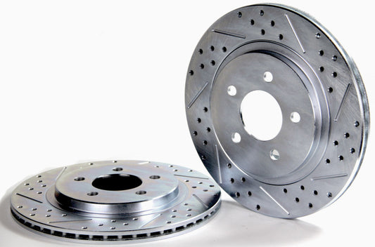 Baer Brakes slot and drilled rear brake rotors for 2005-2014 Ford Mustang, performance high-performance vehicle parts.