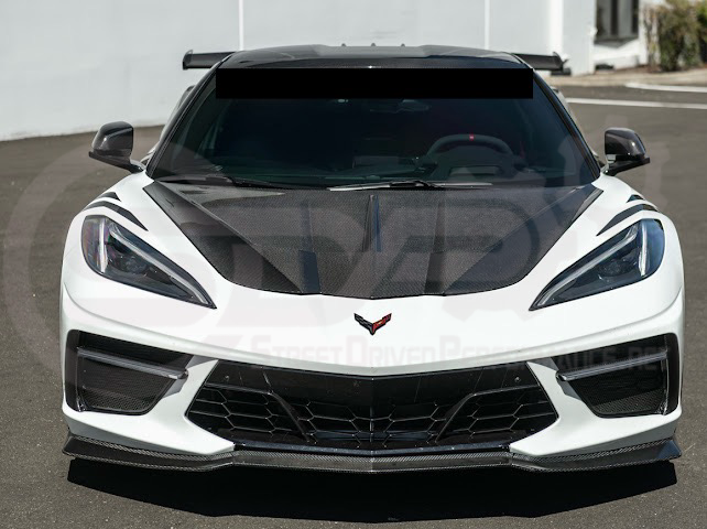 2020-PRESENT CHEVROLET CORVETTE C8 | SDP PERFORMANCE TRACK STYLE DOUBLE SIDED DRY CARBON FIBER FRONT HOOD