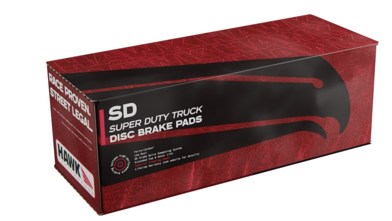 Hawk Performance rear brake pads for Ford F-250, F-350, F-450 Super Duty trucks, high-performance brake pads set.