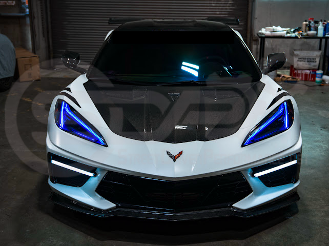 2020-Up Chevrolet Corvette C8 | Custom DRL Conversion Front Headlight Module Set Pair (Amber, Blue, Green, or Red)