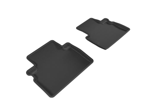 Black 3D MAXpider Kagu rubber floor mats for second row in 2016-2017 Infiniti QX50, featuring textured surface and custom fit.