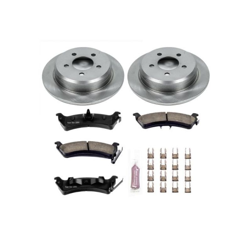 PowerStop rear Autospecialty brake kit for 1993-1998 Jeep Grand Cherokee, including brake rotors and pads.