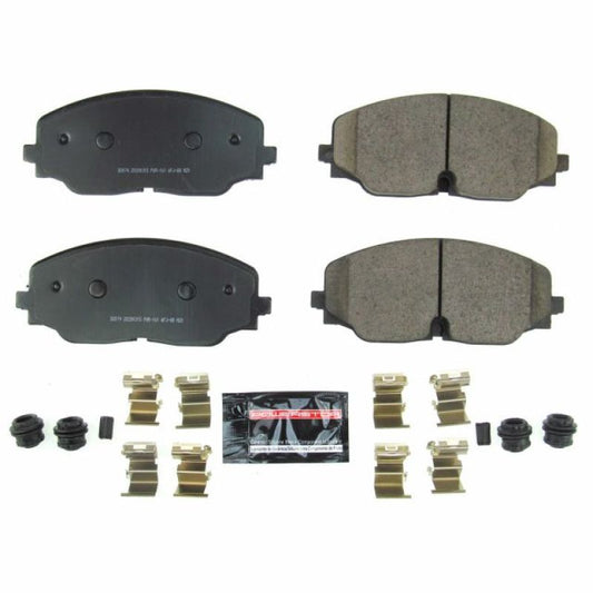 PowerStop Z23 Evolution Sport front brake pads for 2018-2019 Volkswagen Atlas, shown with hardware for performance braking.
