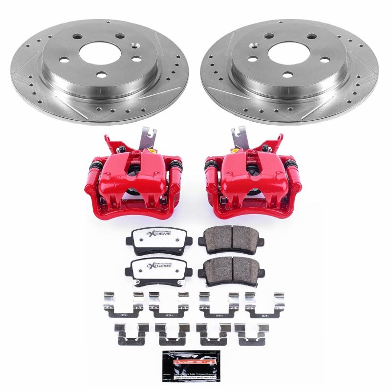 PowerStop rear Z26 Street Warrior brake kit with calipers for 2014-2015 Chevrolet Malibu, performance brake system with rotors and calipers.